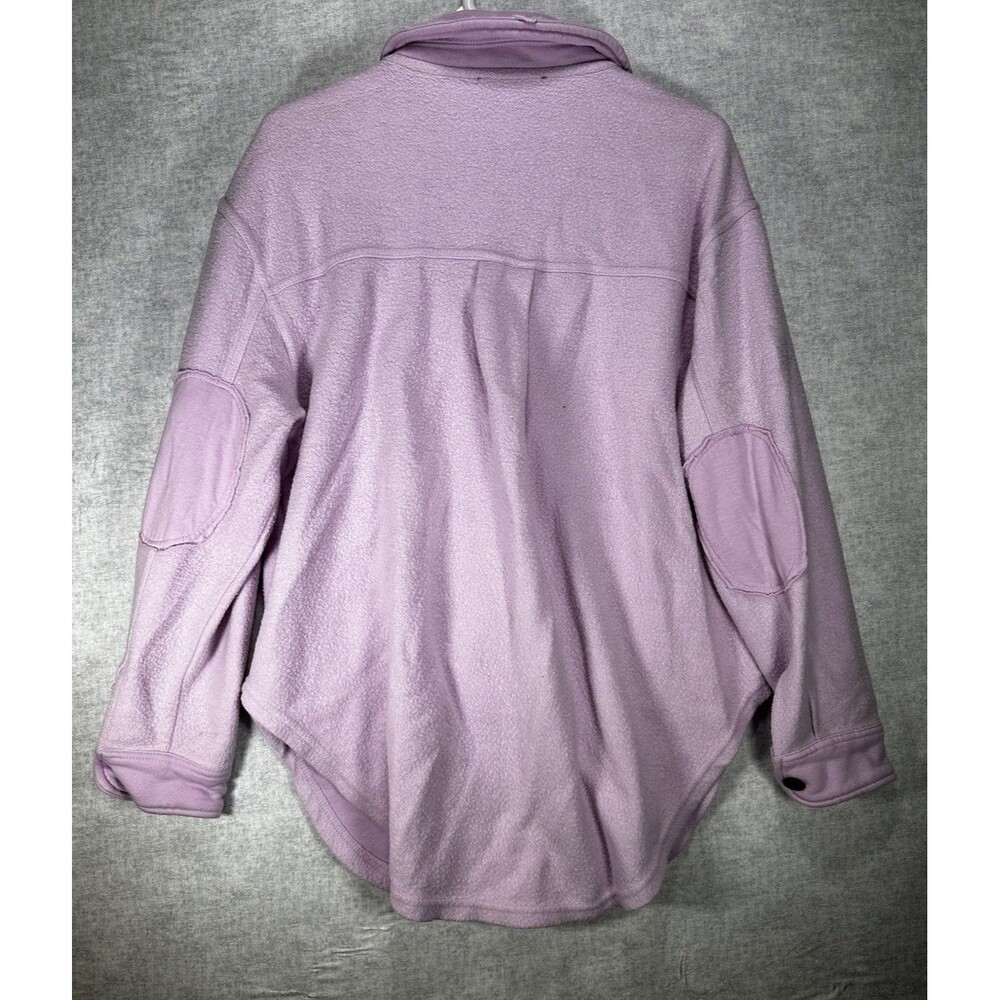 Black Tape_ Shirt-Jacket Women Sm Purple Fleece Distressed Stretch Button Collar - Picture 4 of 7